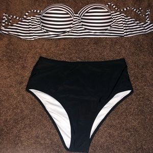 NWOT HIGH-WAISTED STRIPED CUPSHE BATHING SUIT
